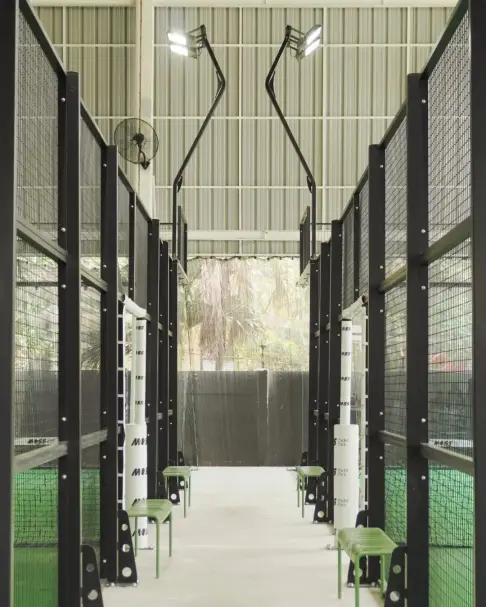 Walkway between the courts