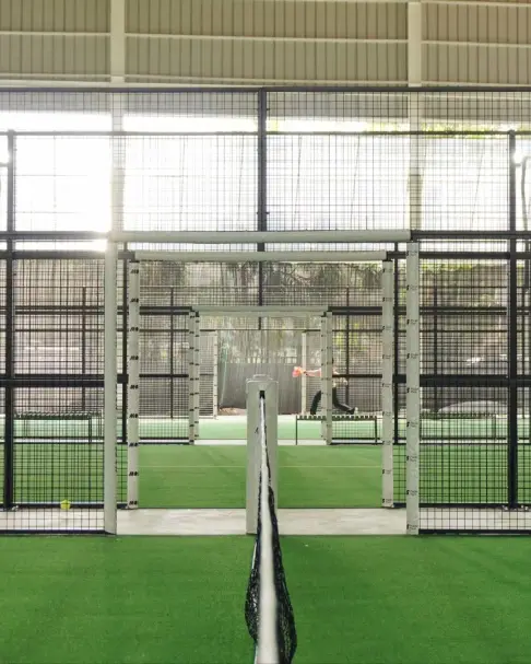 Glass court and net