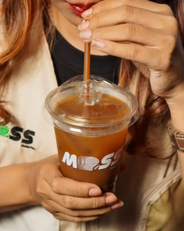 Iced coffee in a Moss cup