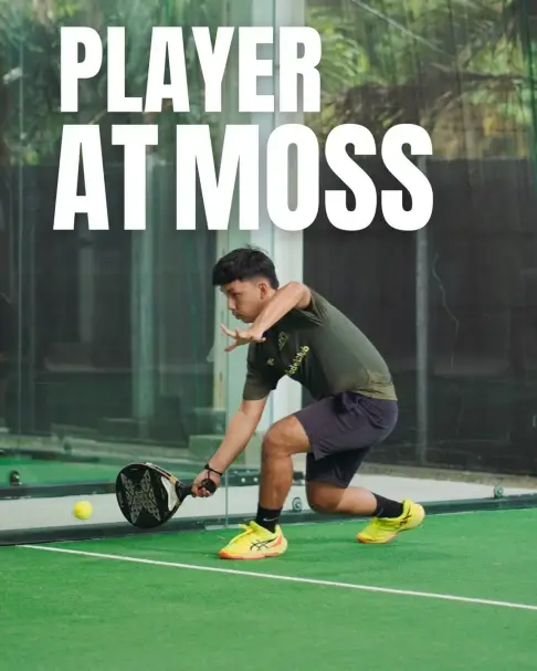 Player at Moss poster — low volley